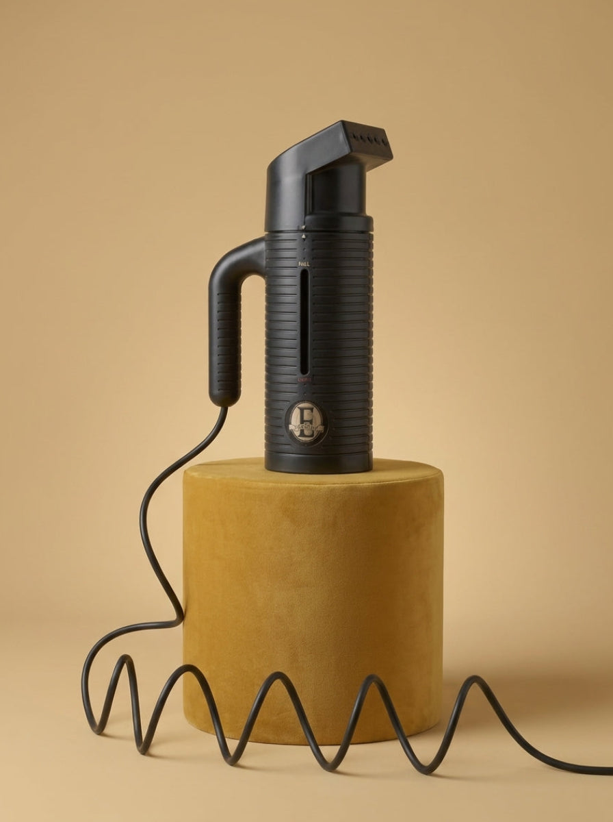 E-steam Jiffy travel garment steamer front to side picture sold by Best Steamers